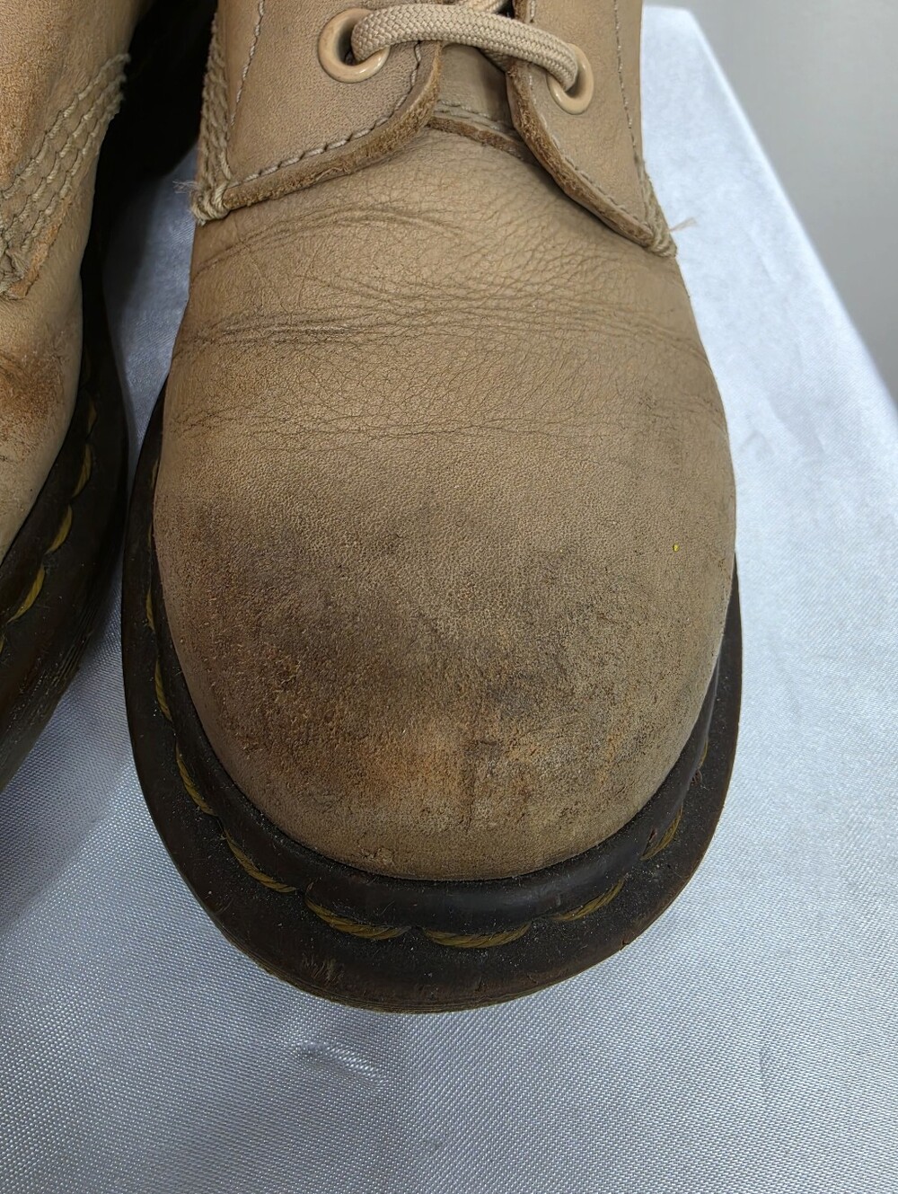 Dr. Martens Beige Leather Lace-Up Ankle Women's Boots - Picture 6 of 15